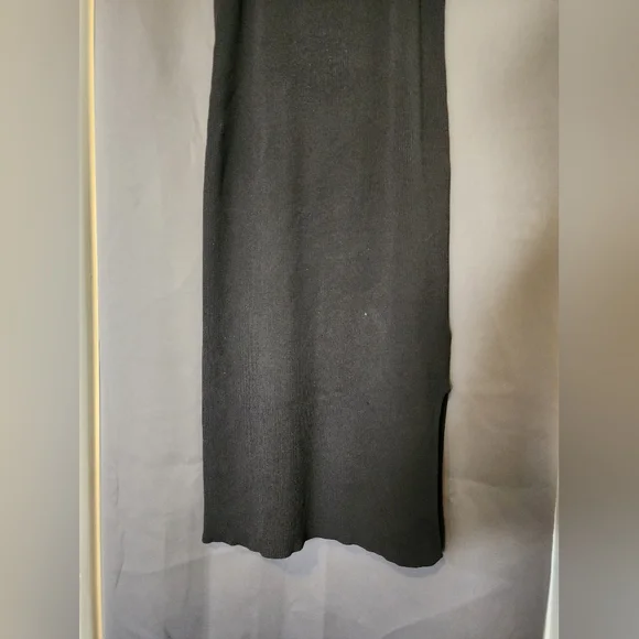 The Drop Dress, Women's Large Black The Drop Ribbed Midi Tank Dress - Picture 3 of 7